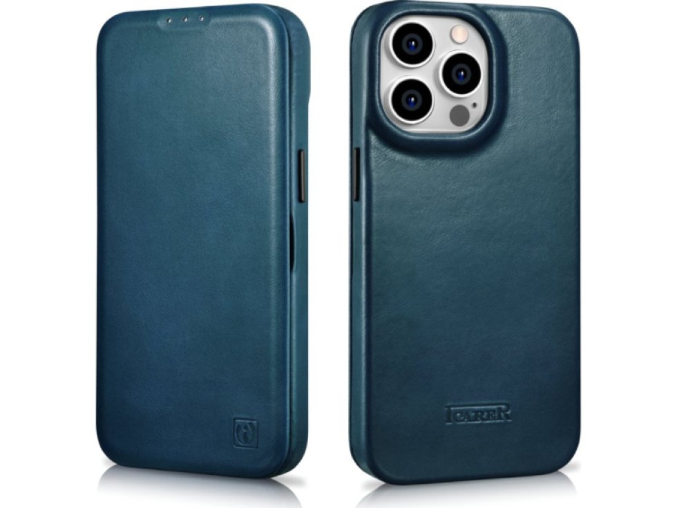 Knížkové pouzdro pro iPhone 14 Pro - iCarer, Curved Edge MagSafe Blue