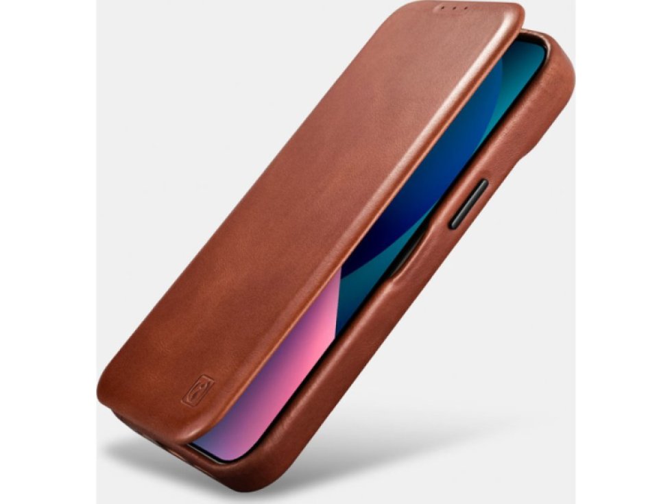 Knížkové pouzdro pro iPhone 14 PLUS - iCarer, Curved Edge MagSafe Brown AKI14220707-BN