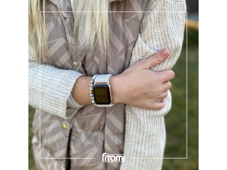 Nastavitelný nylonový řemínek na Apple Watch - Béžový