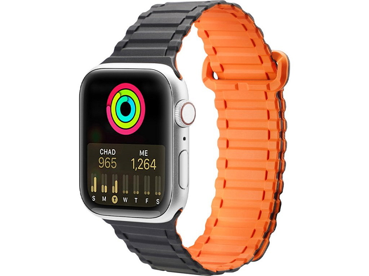 Řemínek pro Apple Watch 44mm / 45mm / 46mm / 49mm - DuxDucis, Armor Black/Orange