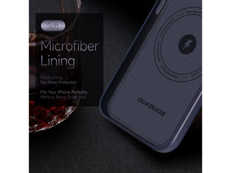 Kožený kryt na iPhone 14 PLUS - DuxDucis, Naples with MagSafe Blue