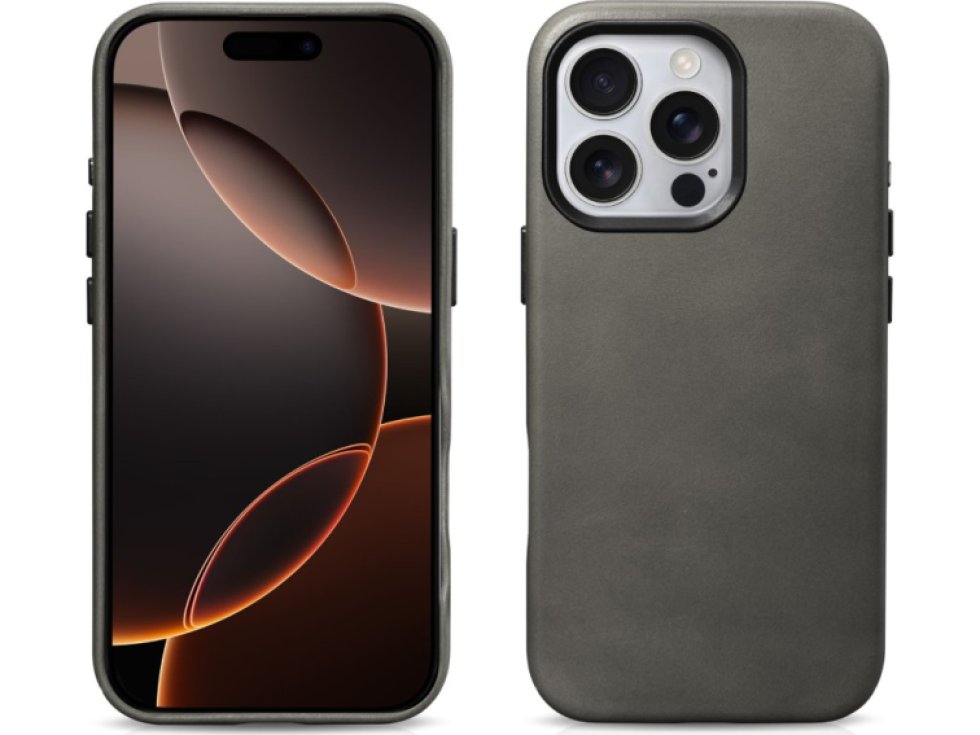 Kožený obal na iPhone 16 Pro MAX - iCarer, OilWax MagSafe Gray 11.01.WMI16240704-Gray