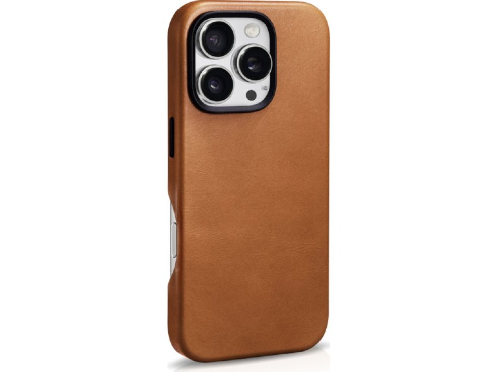 Kožený obal na iPhone 16 Pro MAX - iCarer, OilWax MagSafe Camel 11.01.WMI16240704-TN