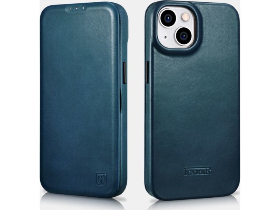 Knížkové pouzdro pro iPhone 14 PLUS - iCarer, Curved Edge MagSafe Blue AKI14220707-BU