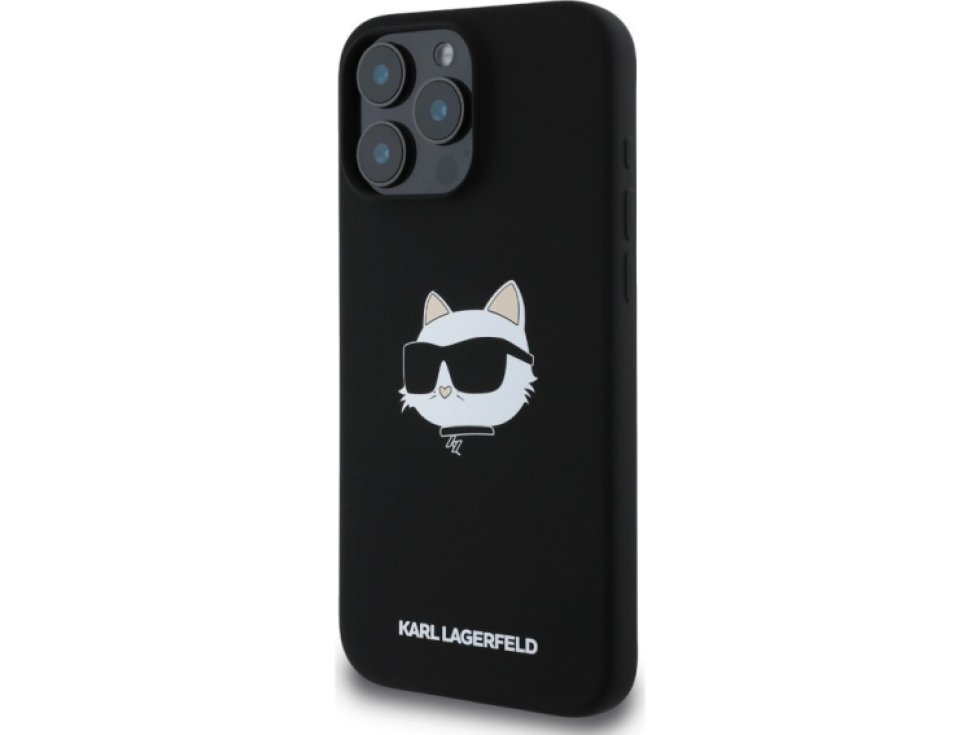 Ochranný kryt na iPhone 16 Pro - Karl Lagerfeld, Silicone Choupette Head MagSafe Black KLHMP16LSCHPPLK
