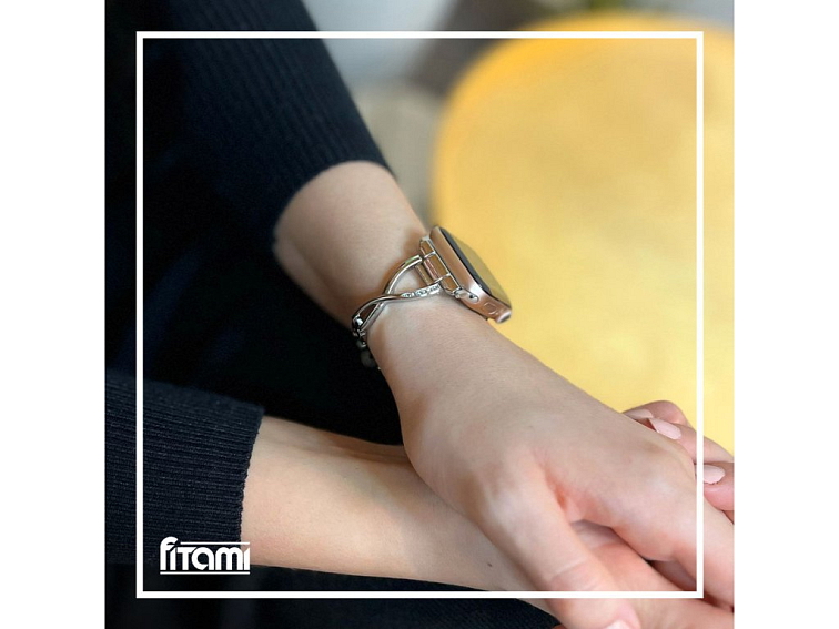 Stylový řemínek s kamínky pro Apple Watch - Stříbrný