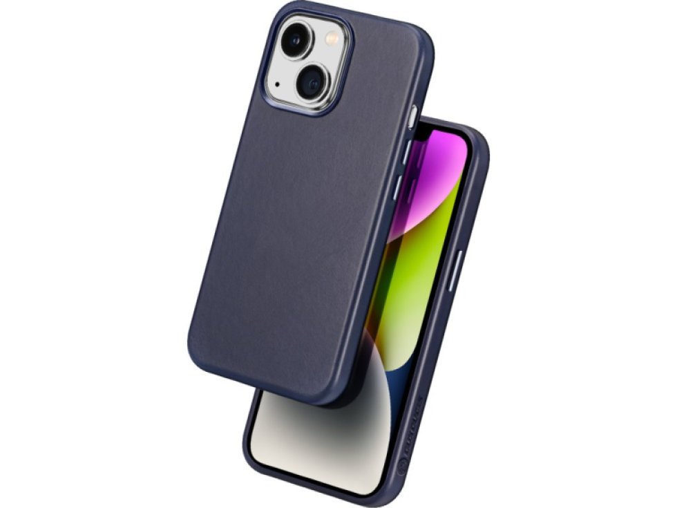 Kožený kryt na iPhone 14 PLUS - DuxDucis, Naples with MagSafe Blue