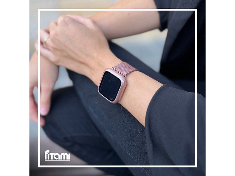 Ochranné pouzdro s tvrzeným sklem pro Apple Watch - Rosegold