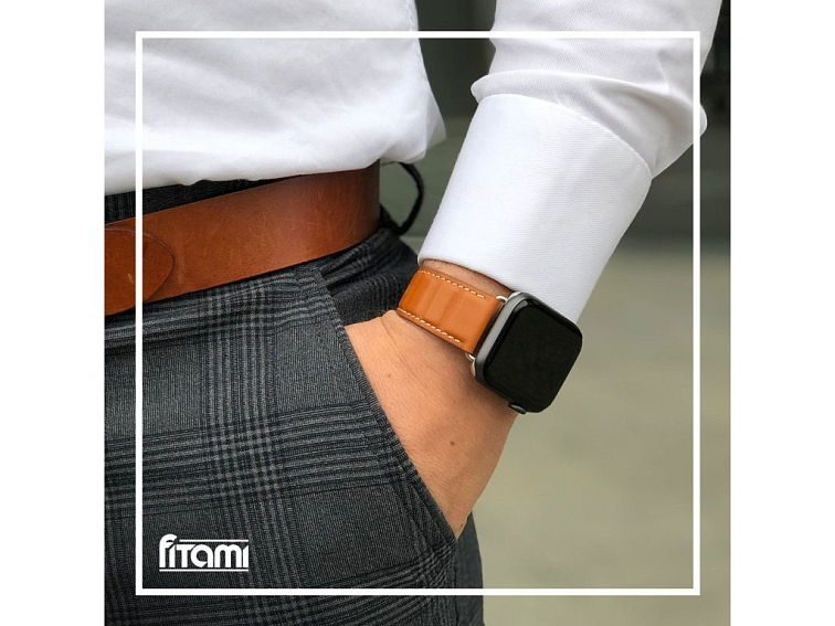 Luxusní kožený řemínek pro Apple Watch - Světle hnědý