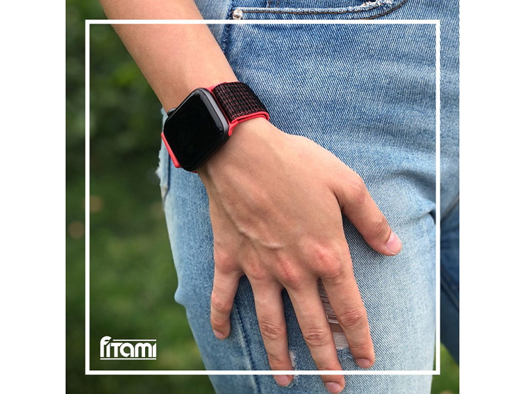 Nylonový řemínek na Apple Watch - Červeno-černý