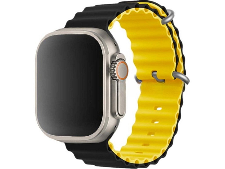 Stylový vroubkovaný řemínek pro Apple Watch - Černo-žlutý