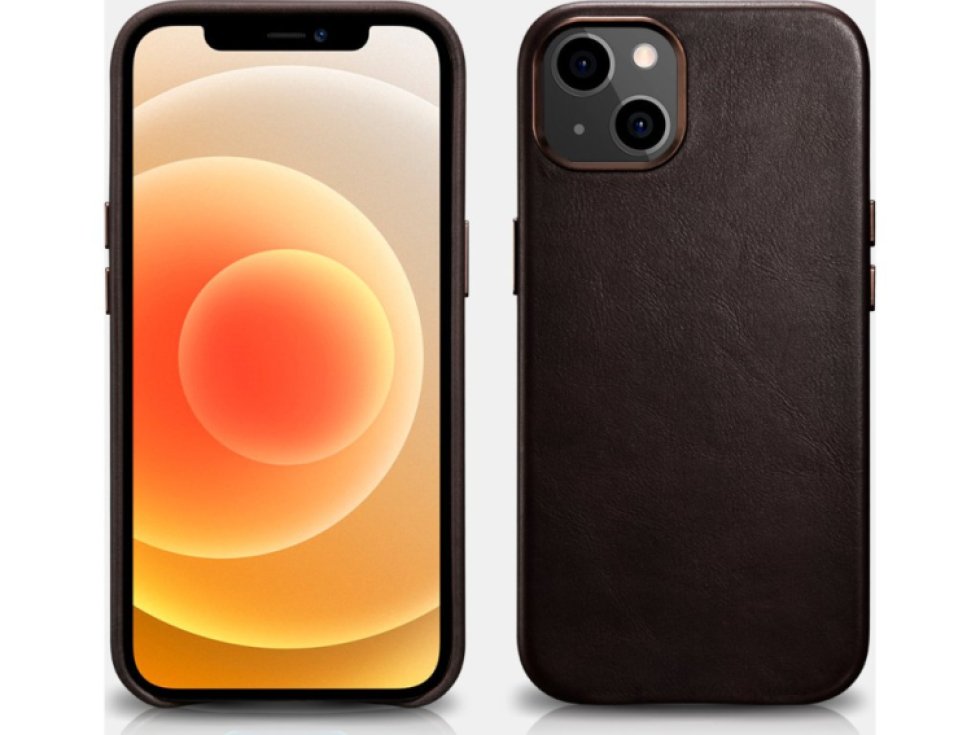 Kožený kryt na iPhone 13 - iCarer, Oil Wax with MagSafe Coffee 11.01.WMI1302-CO