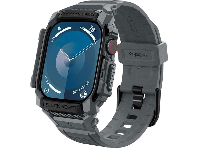 Řemínek s krytem pro Apple Watch 46mm - Spigen, Rugged Armor Pro Dark Gray