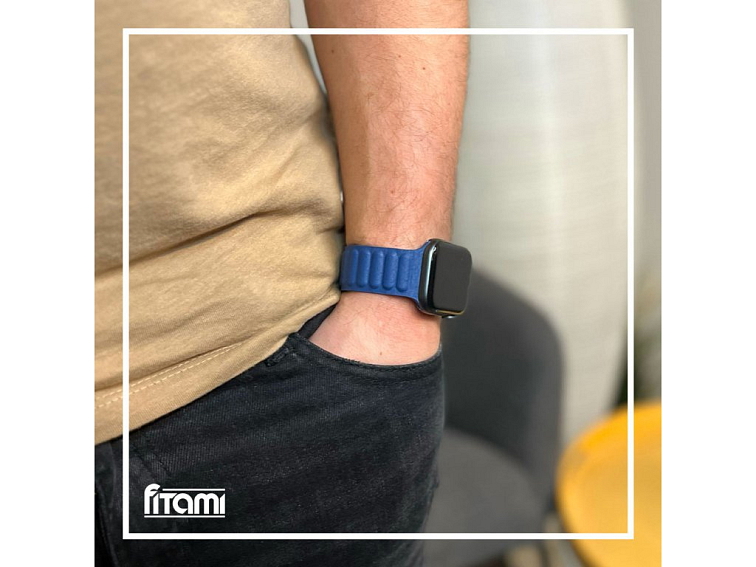 Kožený řemínek s magnetem pro Apple Watch - Modrý