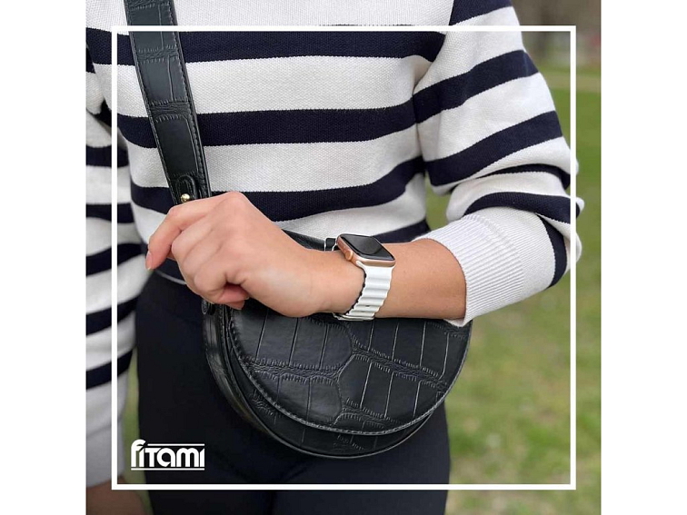 Stylový vroubkovaný řemínek pro Apple Watch - Bílo-černý