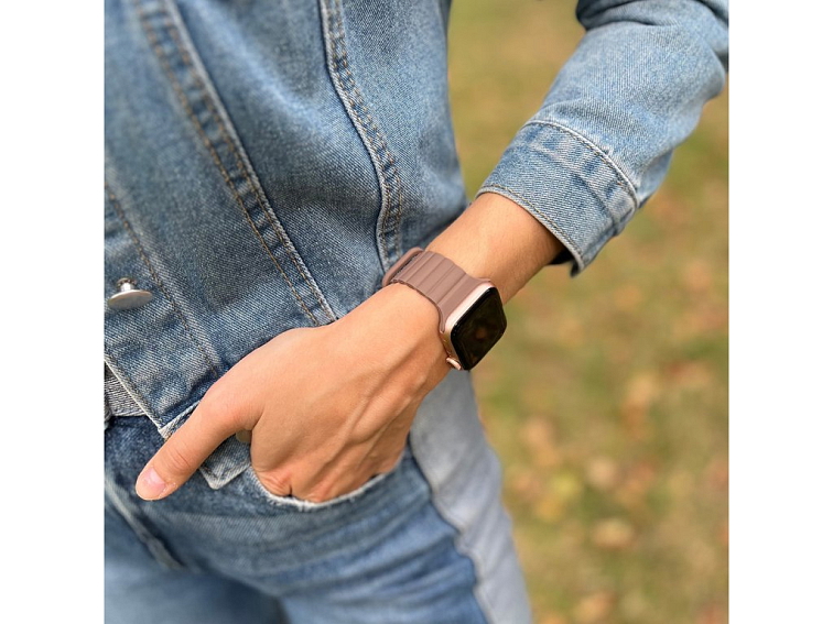 Stylový řemínek s magnetem pro Apple Watch - Čokoládový