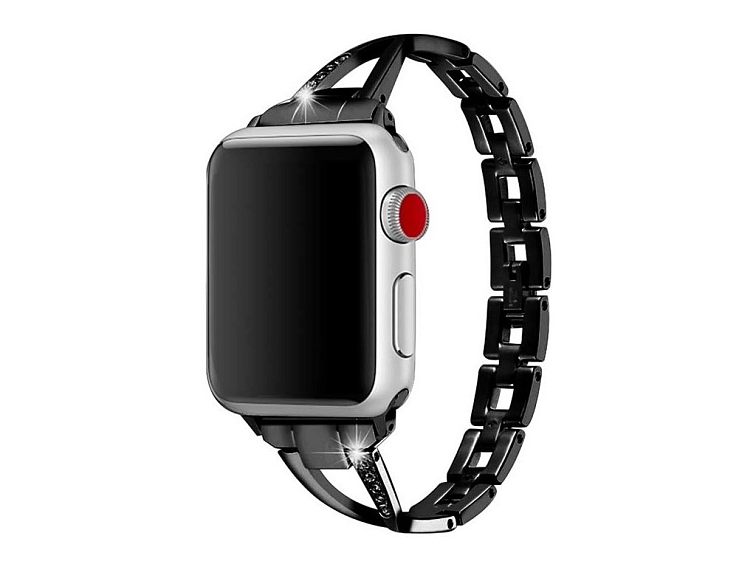 Stylový řemínek s kamínky pro Apple Watch - Černý