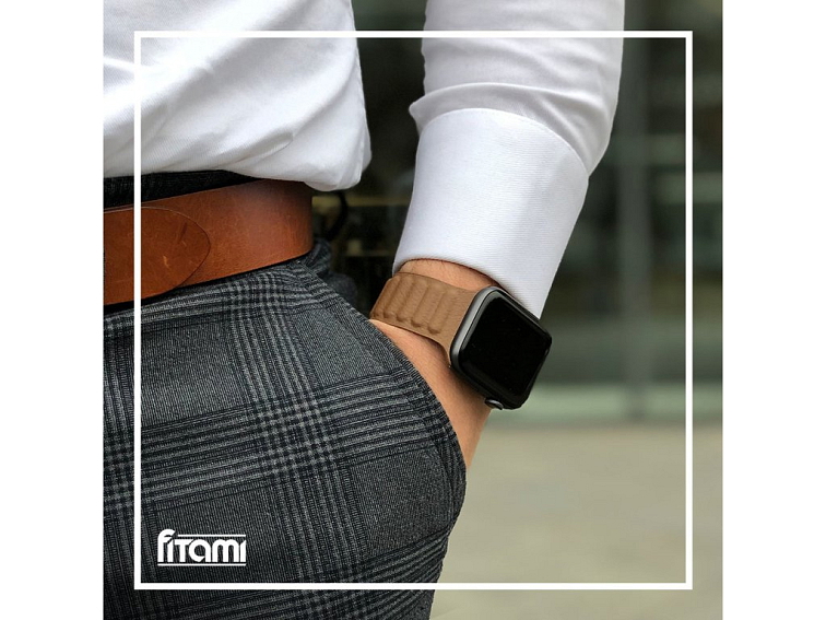 Kožený řemínek s magnetem pro Apple Watch - Hnědý