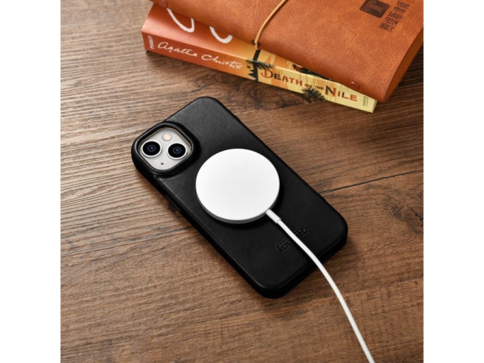 Knížkové pouzdro pro iPhone 14 PLUS - iCarer, Curved Edge MagSafe Black AKI14220707-BK