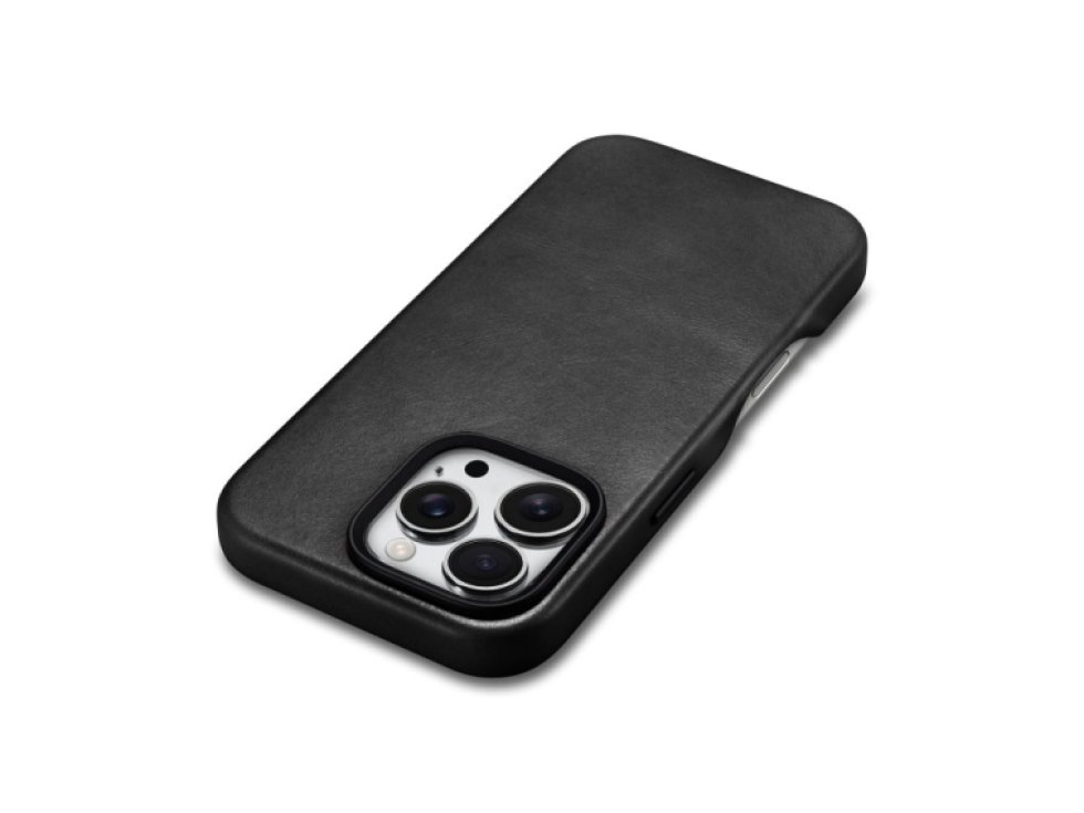 Kožený obal na iPhone 16 Pro MAX - iCarer, OilWax MagSafe Black 11.01.WMI16240704-BK
