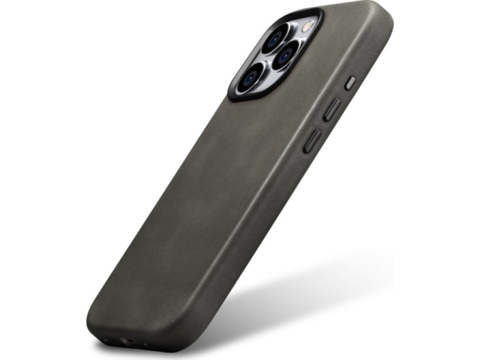 Kožený obal na iPhone 15 Pro - iCarer, OilWax MagSafe Gray WMI15230602-Gray