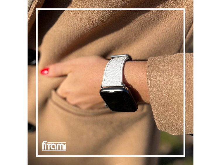 Kožený řemínek s přezkou pro Apple Watch - Bílý