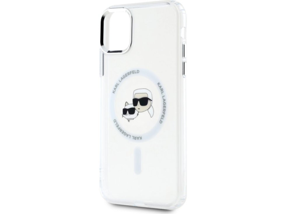 Ochranný kryt na iPhone 11 - Karl Lagerfeld, IML K&CH Heads MagSafe Transparent KLHMN61HLSKCH