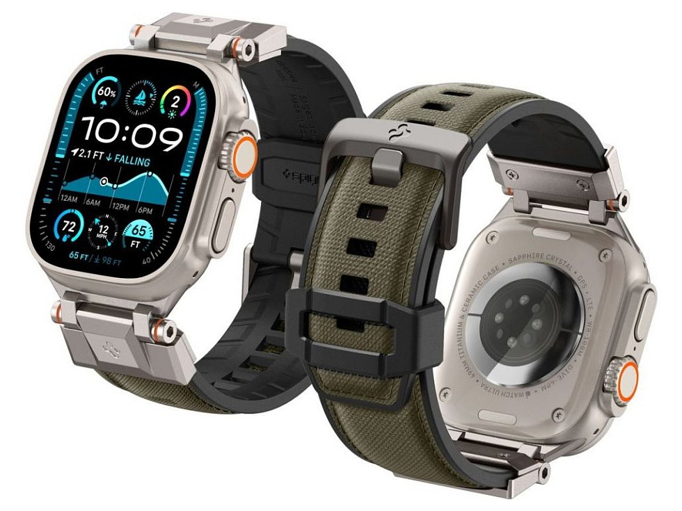 Řemínek pro Apple Watch 44mm / 45mm / 46mm / 49mm - Spigen, Durapro Armor Military Green