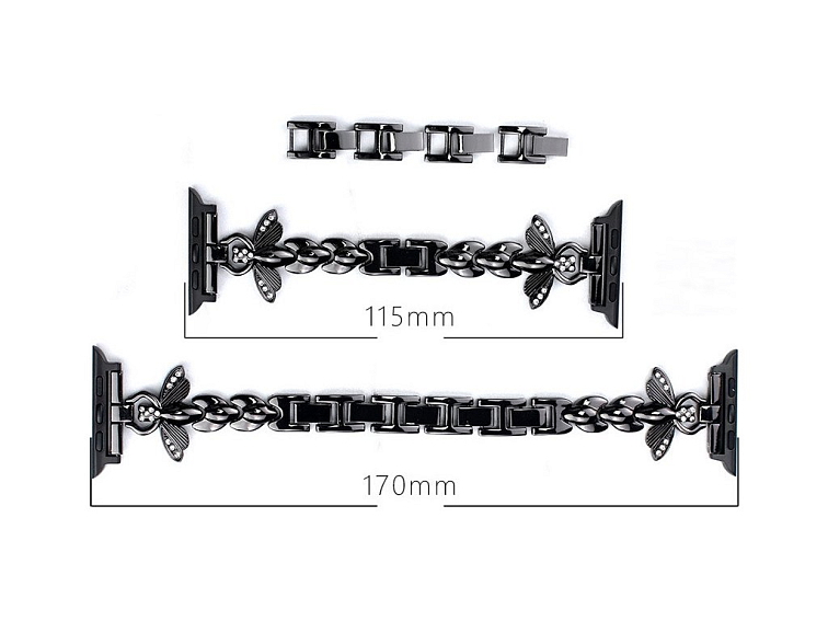 Stylový řemínek s kamínky a motýlem pro Apple Watch - Zlatý