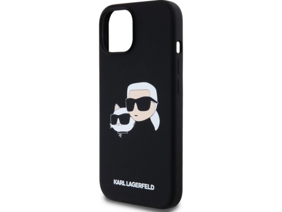 Ochranný kryt na iPhone 15 Pro - Karl Lagerfeld, Double Heads MagSafe Black KLHMP15LSKCHPPLK