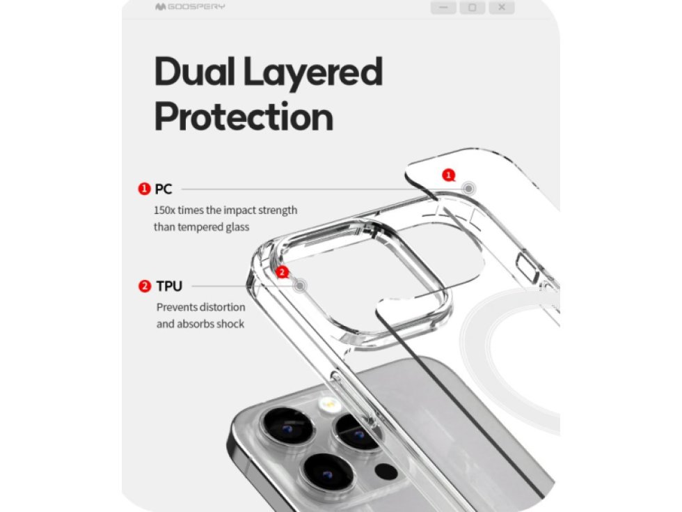 Ochranný kryt na iPhone 15 Pro - Mercury, JelHard MagSafe Transparent