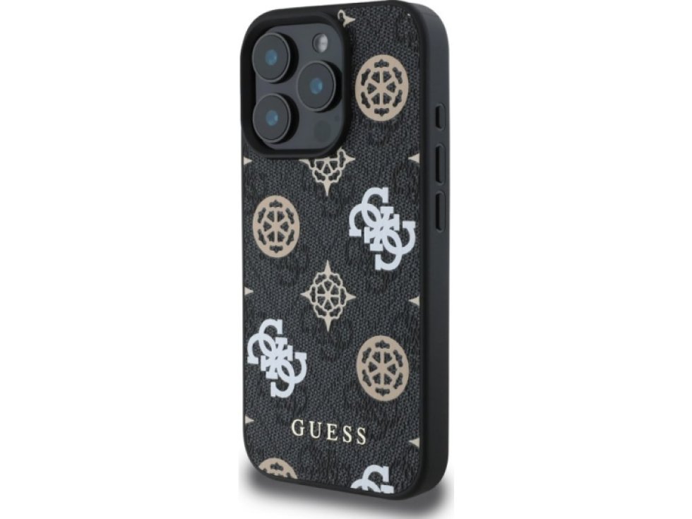 Ochranný kryt na iPhone 16 Pro - Guess, 4G Peony MagSafe Black GUHMP16LP4PWPK