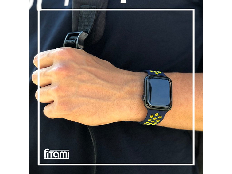 Sportovní řemínek na Apple Watch - Darkblue-Yellow