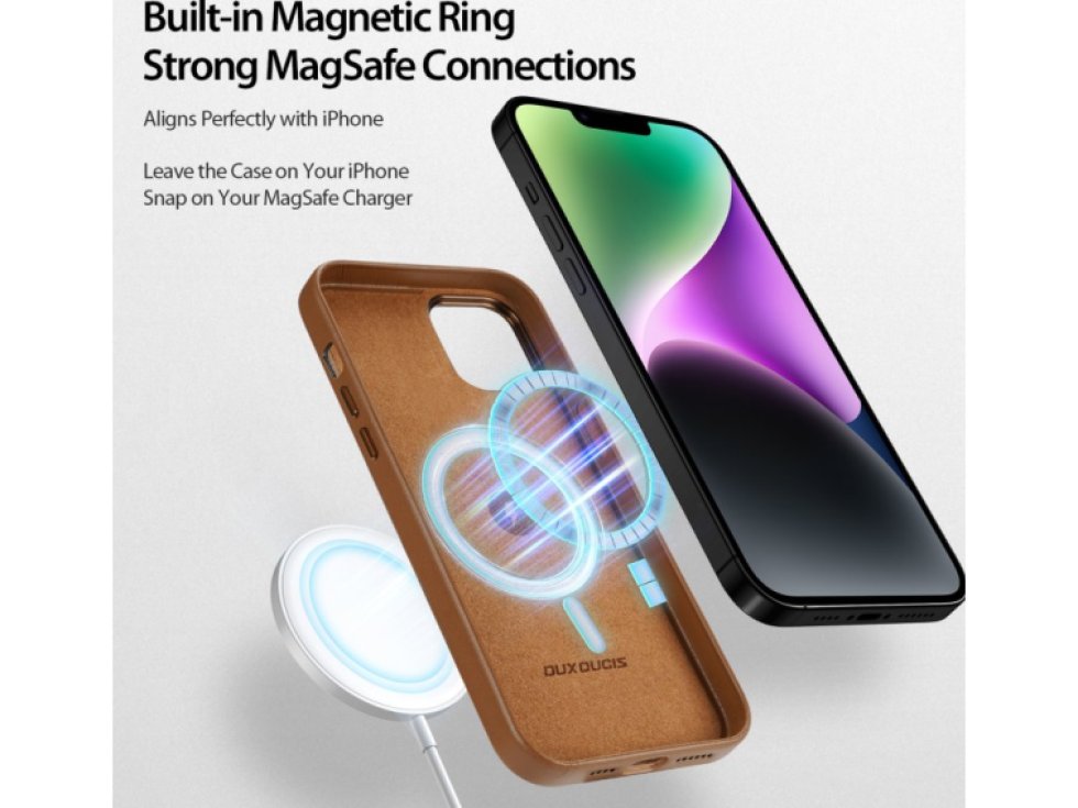 Ochranný kryt na iPhone 14 PLUS - DuxDucis, Grit with MagSafe Brown
