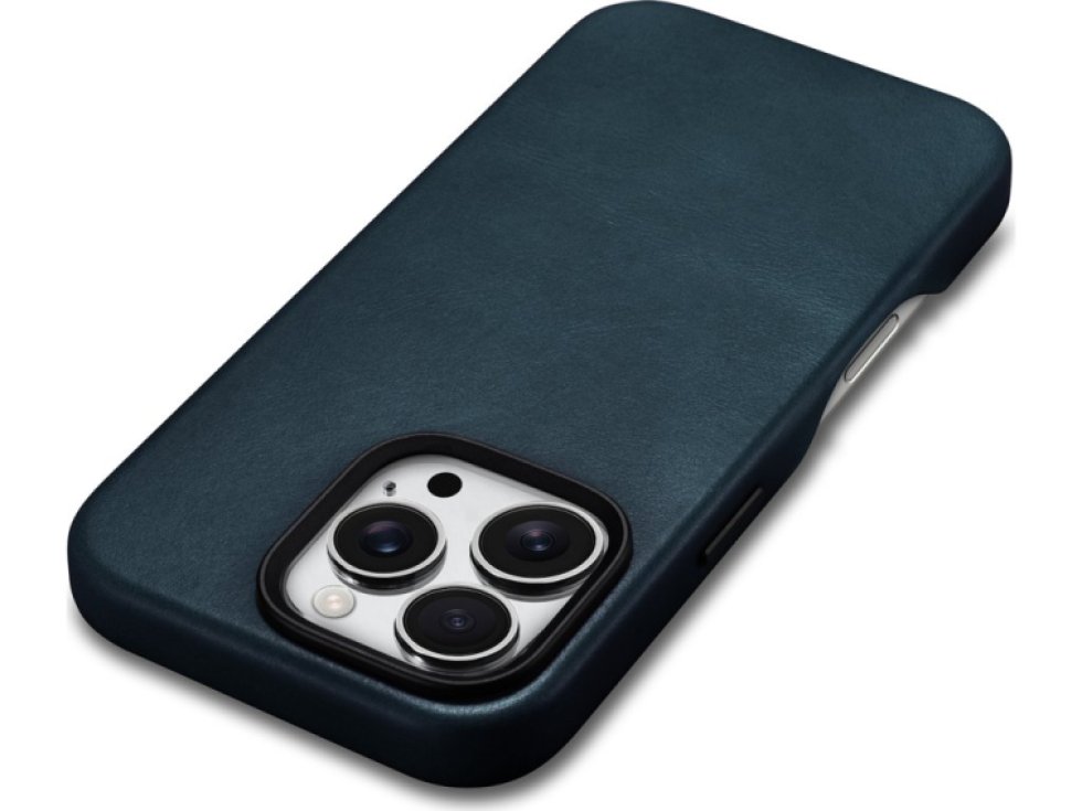 Kožený obal na iPhone 16 Pro MAX - iCarer, OilWax MagSafe Blue 11.01.WMI16240704-BU