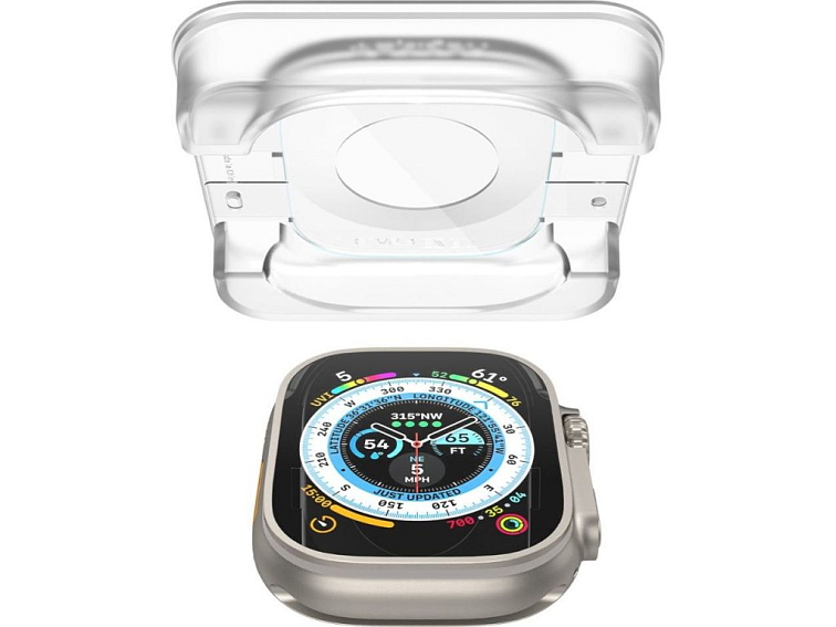 Ochranné tvrzené sklo pro Apple Watch 49mm - Spigen, Glas.tR EZ Fit (2ks s aplikátorem)