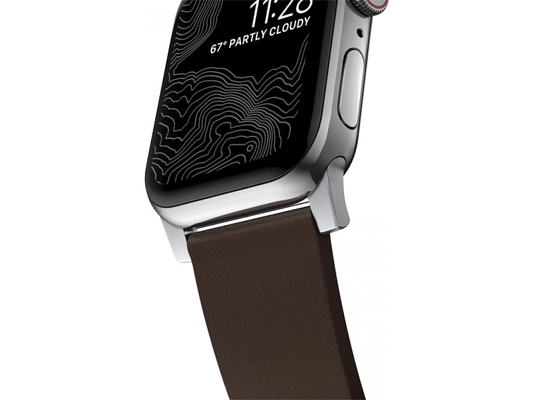 Kožený pásek / řemínek pro Apple Watch 44mm / 45mm / 46mm / 49mm - Nomad, Active Pro Brown Silver