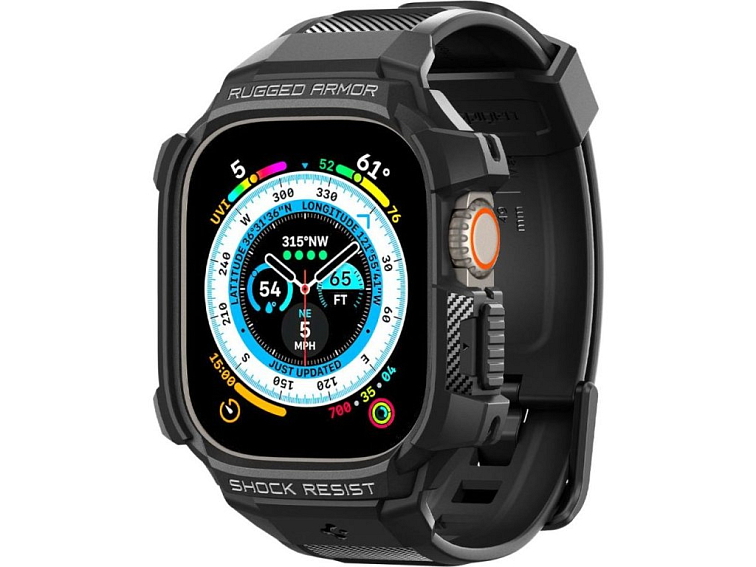 Řemínek s krytem pro Apple Watch 49mm - Spigen, Rugged Armor Pro Black