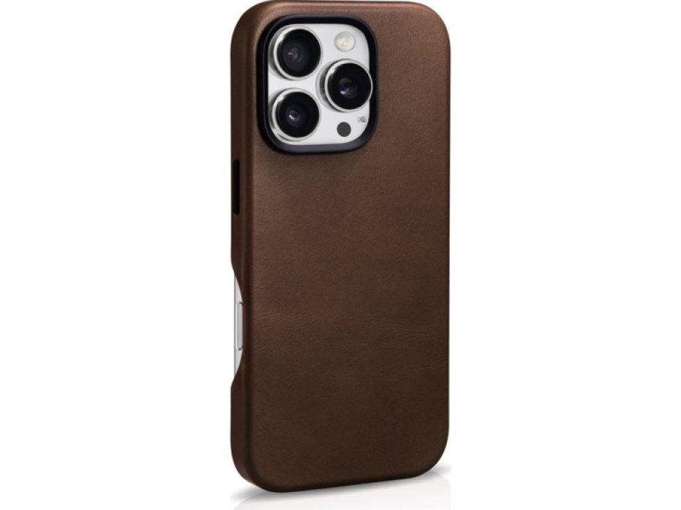 Kožený obal na iPhone 16 Pro MAX - iCarer, OilWax MagSafe Brown 11.01.WMI16240704-BN