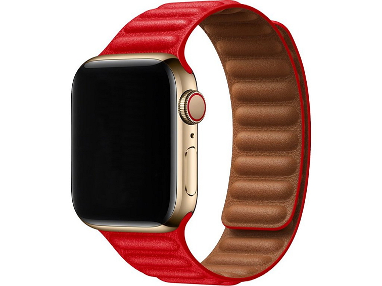Kožený řemínek s magnetem pro Apple Watch - Červený