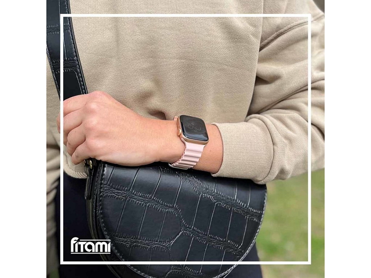 Stylový vroubkovaný řemínek pro Apple Watch - Pink Sand