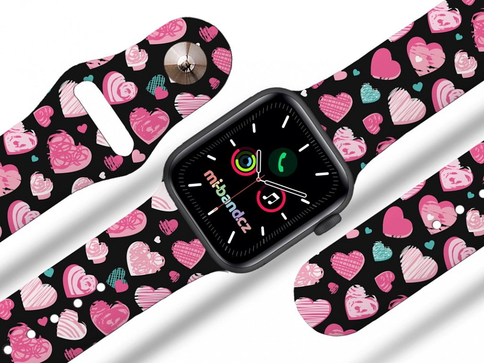 Apple watch řemínek Růžová a modrá srdíčka