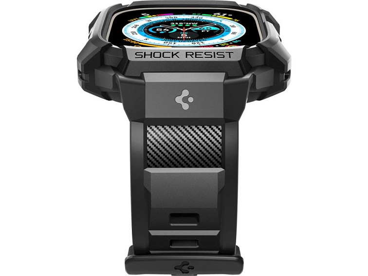 Řemínek s krytem pro Apple Watch 49mm - Spigen, Rugged Armor Pro Black