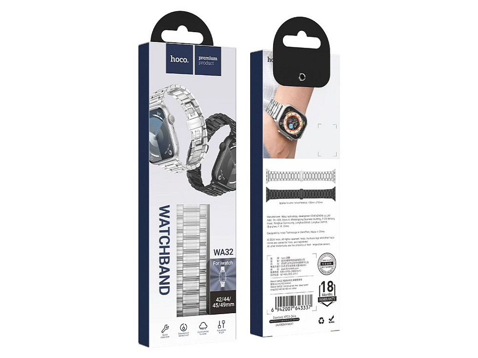 Řemínek na Apple Watch 38mm / 40mm / 41mm / 42mm - Hoco, WA32 Grand Silver