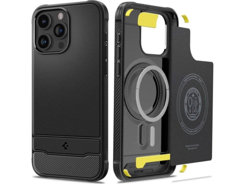 Ochranný kryt na iPhone 15 Pro MAX - Spigen, Rugged Armor MagSafe Black