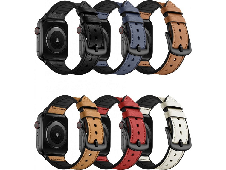 Koženo-silikonový řemínek pro Apple Watch 42/44/45/46/49mm