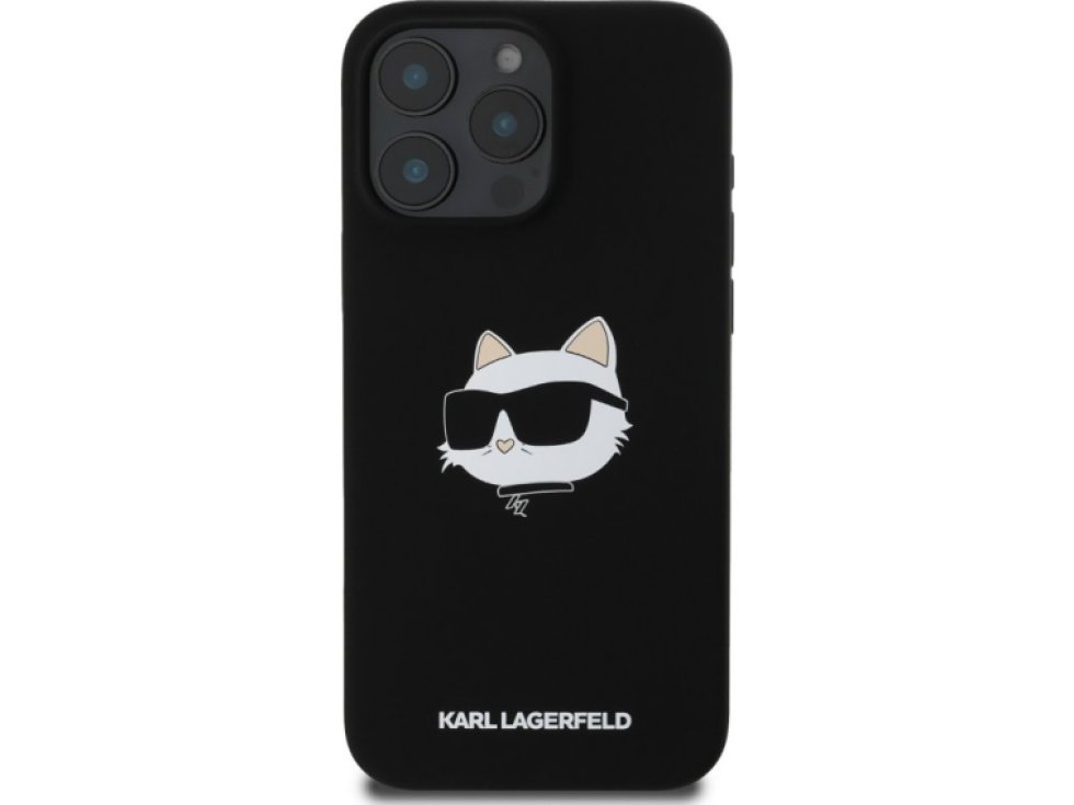 Ochranný kryt na iPhone 16 Pro - Karl Lagerfeld, Silicone Choupette Head MagSafe Black KLHMP16LSCHPPLK