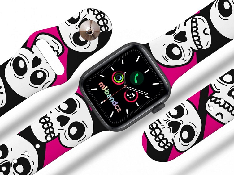 Apple watch řemínek Lebky růžové