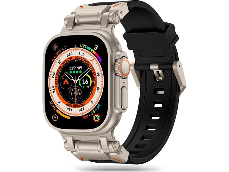 Řemínek na Apple Watch 44mm / 45mm / 46mm / 49mm - Tech-Protect, Delta Pro Black/Titanium