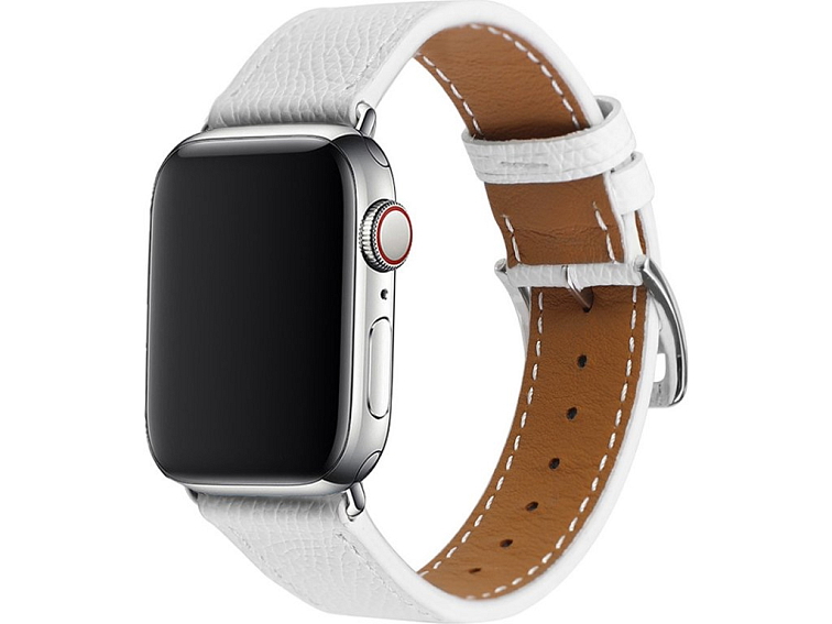 Kožený řemínek s přezkou pro Apple Watch - Bílý